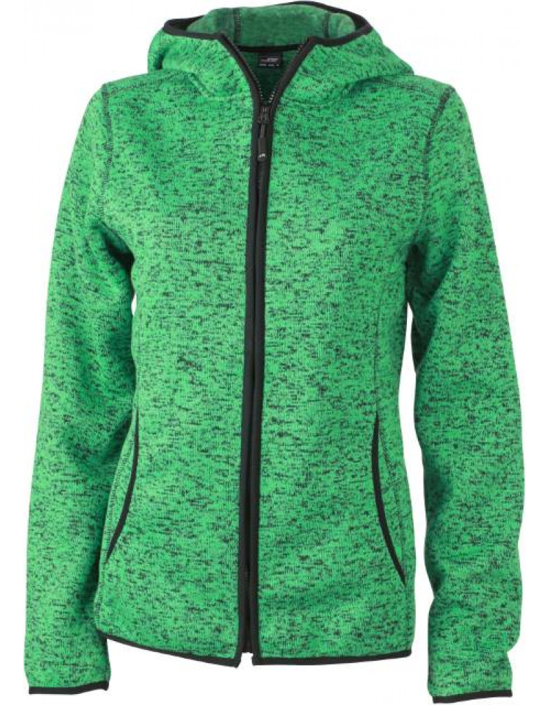 Jachetă tricotată cu glugă din fleece pentru femei